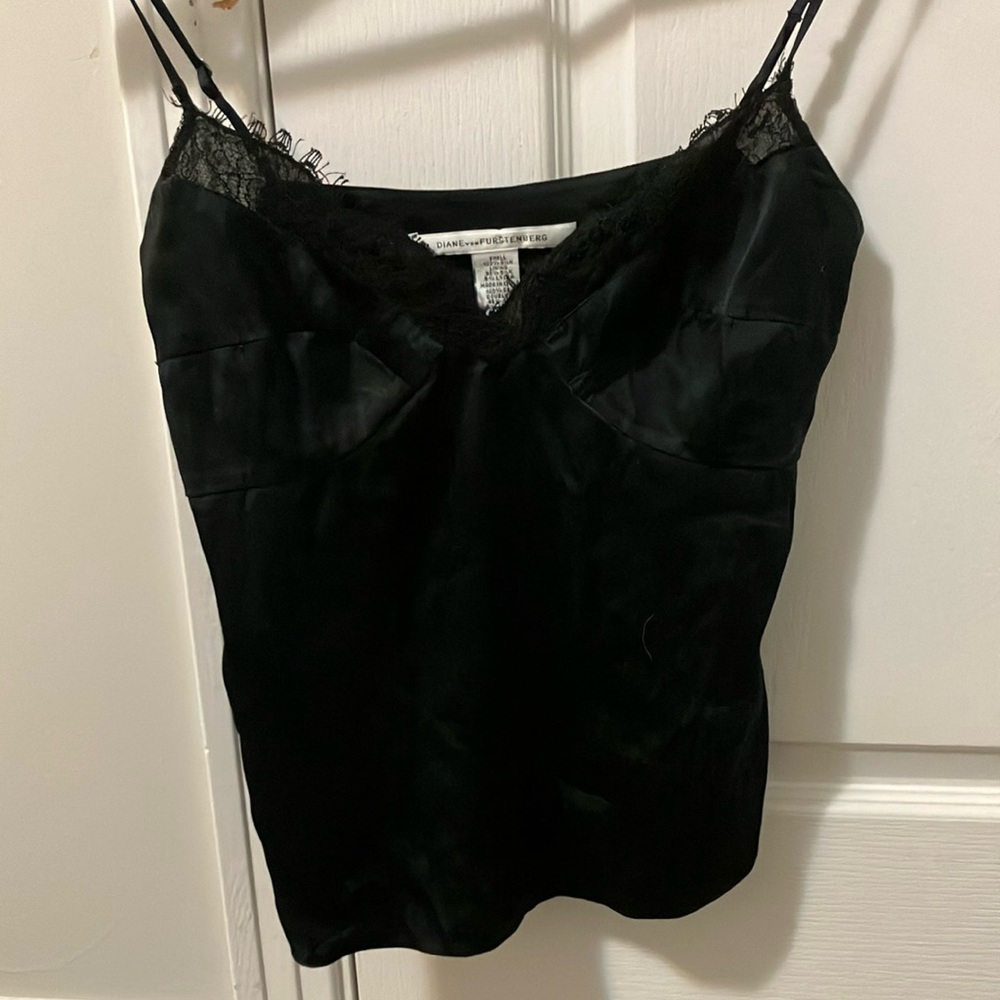 DVF Black Lace Trim Camisole
